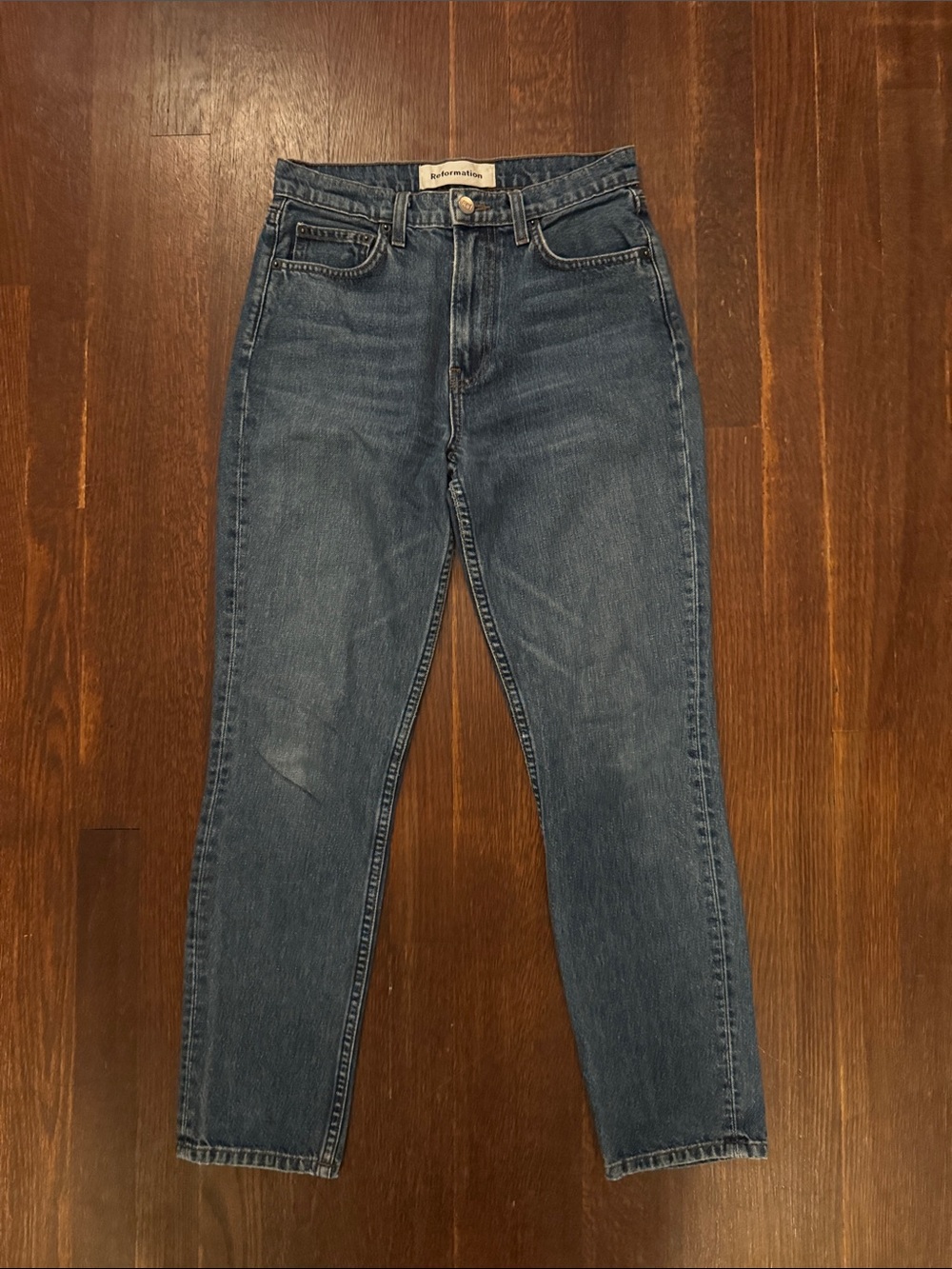 Reformation Blue High-Rise Ankle Jeans